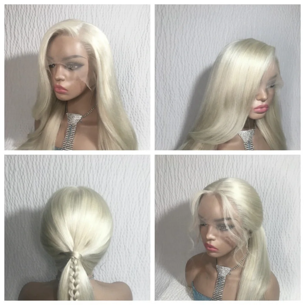 Realistic Pale Blonde Human Hair Lace Wig 20 inches - Picture 9 of 15